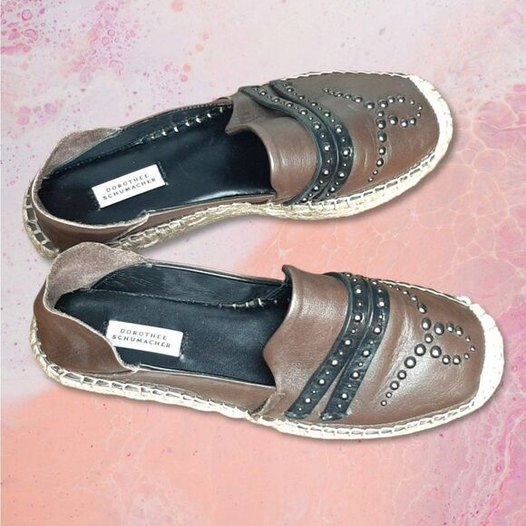 Dorothee Schumacher Summer Essence Studded Leather Fold Down Espadrille sz 37 - Picture 3 of 8
